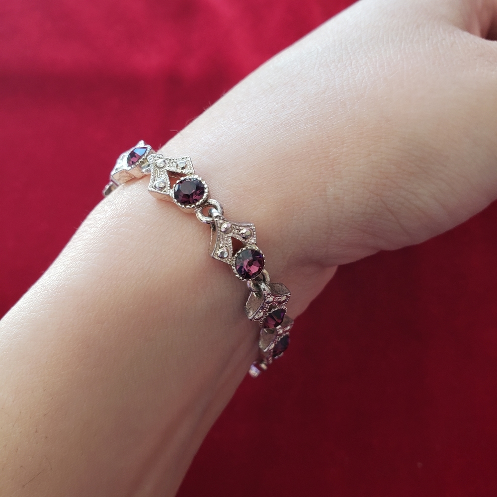 Vintage purple Rignstones bracelet - Picture 6 of 13